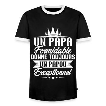 Un Papa Formidable Donne Toujours un papou - T-shirt contrasté Homme - noir/blanc - Devant - AI Model Female 172 light (172cm) & AI Model Male 178 light (178cm)