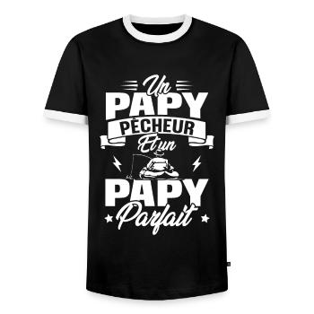 Un papy pêcheur est un papy parfait - T-shirt contrasté Homme - noir/blanc - Devant - AI Model Female 172 light (172cm) & AI Model Male 178 light (178cm)