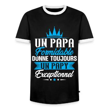 Papa formidable donne toujours papy exceptionnel - T-shirt contrasté Homme - noir/blanc - Devant - AI Model Female 172 light (172cm) & AI Model Male 178 light (178cm)