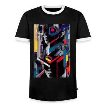 Moderne Musik Kunst Cyber Punk Stil - Männer Kontrast-T-Shirt - Schwarz/Weiß - Vorne - AI Model Female 172 light (172cm) & AI Model Male 178 light (178cm)