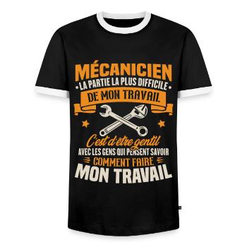 Humour Cadeau pour Mécanicien - T-shirt contrasté Homme - noir/blanc - Devant - AI Model Female 172 light (172cm) & AI Model Male 178 light (178cm)