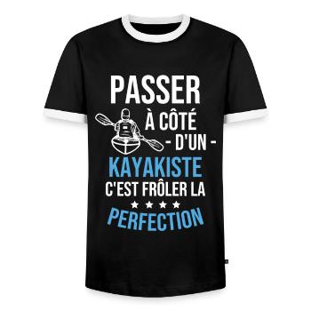 Le kayakiste parfait - Kayak Humour Cadeau - T-shirt contrasté Homme - noir/blanc - Devant - AI Model Female 172 light (172cm) & AI Model Male 178 light (178cm)