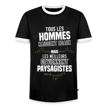 Les Meilleurs Hommes Deviennent paysagistes - T-shirt contrasté Homme - noir/blanc - Devant - AI Model Female 172 light (172cm) & AI Model Male 178 light (178cm)