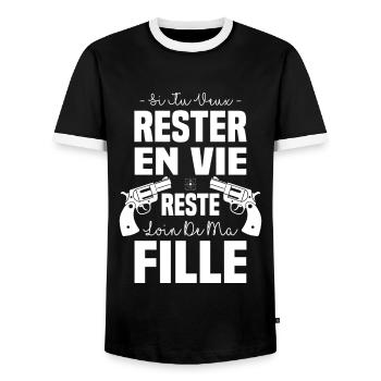 Si tu veux rester en vie reste loin de ma fille - T-shirt contrasté Homme - noir/blanc - Devant - AI Model Female 172 light (172cm) & AI Model Male 178 light (178cm)