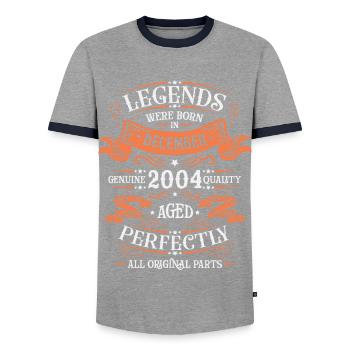 Die Legenden wurden im Dezember 2004 geboren Geschenk - Männer Kontrast-T-Shirt - Grau/Navy  - Vorne - AI Model Female 172 light (172cm) & AI Model Male 178 light (178cm)