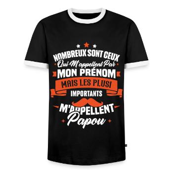 Les plus importants mappellent papou, Cadeau papou - T-shirt contrasté Homme - noir/blanc - Devant - AI Model Female 172 light (172cm) & AI Model Male 178 light (178cm)