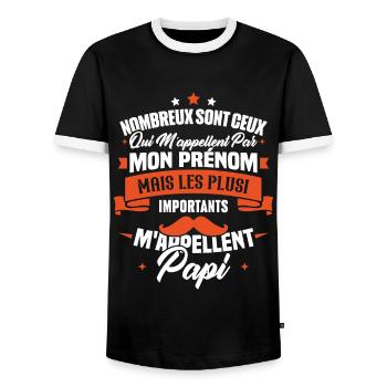 Les plus importants mappellent papi / Cadeau papi - T-shirt contrasté Homme - noir/blanc - Devant - AI Model Female 172 light (172cm) & AI Model Male 178 light (178cm)