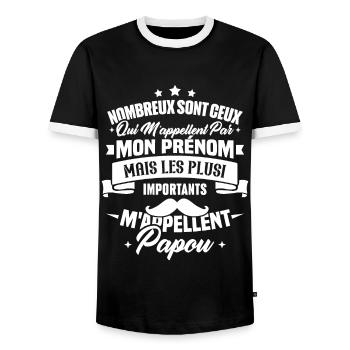 Les plus importants mappellent papou, Cadeau papou - T-shirt contrasté Homme - noir/blanc - Devant - AI Model Female 172 light (172cm) & AI Model Male 178 light (178cm)