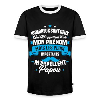 Les plus importants mappellent papou, Cadeau papou - T-shirt contrasté Homme - noir/blanc - Devant - AI Model Female 172 light (172cm) & AI Model Male 178 light (178cm)