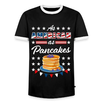 As American As Pancakes 4th of July USA - T-shirt contrasté Homme - noir/blanc - Devant - AI Model Female 172 light (172cm) & AI Model Male 178 light (178cm)