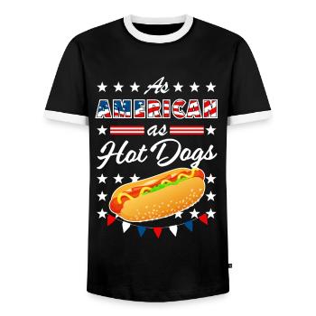 As American As Hot Dogs 4th of July USA - T-shirt contrasté Homme - noir/blanc - Devant - AI Model Female 172 light (172cm) & AI Model Male 178 light (178cm)