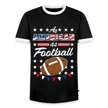 As American As Football 4th of July USA - T-shirt contrasté Homme - noir/blanc - Devant - AI Model Female 172 light (172cm) & AI Model Male 178 light (178cm)