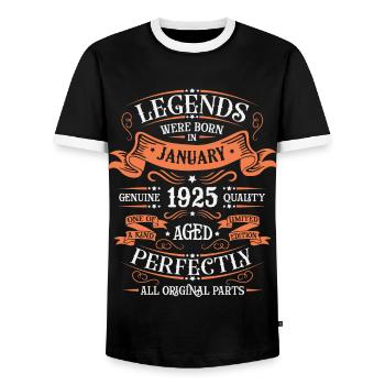 Les Légendes Sont Nées En Janvier 1925 Cadeau - T-shirt contrasté Homme - noir/blanc - Devant - AI Model Female 172 light (172cm) & AI Model Male 178 light (178cm)