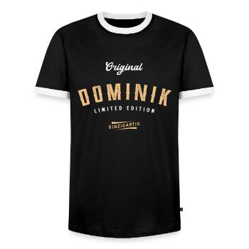 Dominik Limited Edition - Männer Kontrast-T-Shirt - Schwarz/Weiß - Vorne - AI Model Female 172 light (172cm) & AI Model Male 178 light (178cm)
