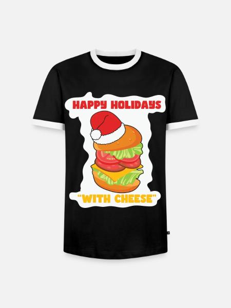Happy Holidays With Cheese Burger - Men's Ringer Shirt - black/white