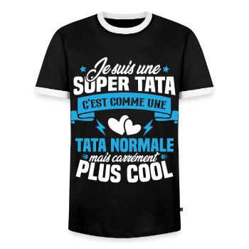 Je suis une super tata, humour cadeau tata - T-shirt contrasté Homme - noir/blanc - Devant - AI Model Female 172 light (172cm) & AI Model Male 178 light (178cm)