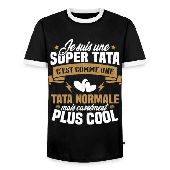Je suis une super tata, humour cadeau tata - T-shirt contrasté Homme - noir/blanc - Devant - AI Model Female 172 light (172cm) & AI Model Male 178 light (178cm)