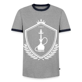 Bong Smoking Coat of Arms - Men's Ringer Shirt - grey/navy  - Front - AI Model Female 172 light (172cm) & AI Model Male 178 light (178cm)