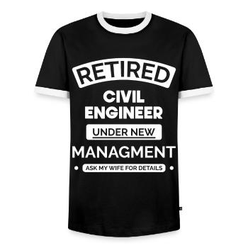 Retired civil engineer - Men's Ringer Shirt - black/white - Front - AI Model Female 172 light (172cm) & AI Model Male 178 light (178cm)