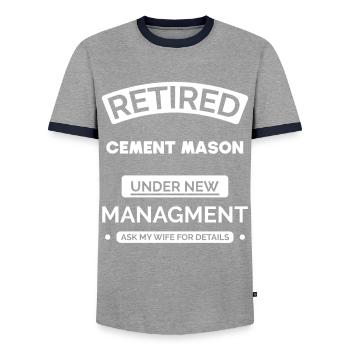 Marconnier à la retraite - T-shirt contrasté Homme - gris/marine  - Devant - AI Model Female 172 light (172cm) & AI Model Male 178 light (178cm)