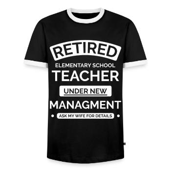Retired primary school teachers - Men's Ringer Shirt - black/white - Front - AI Model Female 172 light (172cm) & AI Model Male 178 light (178cm)