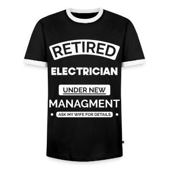 Elektriker im Ruhestand - Männer Kontrast-T-Shirt - Schwarz/Weiß - Vorne - AI Model Female 172 light (172cm) & AI Model Male 178 light (178cm)