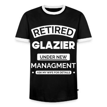 Vitrier à la retraite - T-shirt contrasté Homme - noir/blanc - Devant - AI Model Female 172 light (172cm) & AI Model Male 178 light (178cm)