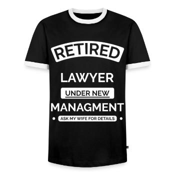 Anwalt Jurist im Ruhestand - Männer Kontrast-T-Shirt - Schwarz/Weiß - Vorne - AI Model Female 172 light (172cm) & AI Model Male 178 light (178cm)