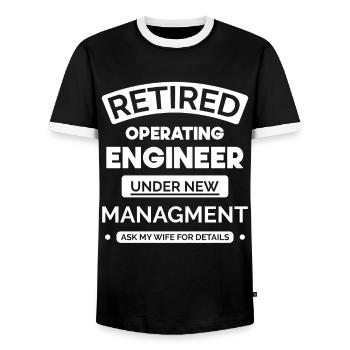 Retired engineer - Men's Ringer Shirt - black/white - Front - AI Model Female 172 light (172cm) & AI Model Male 178 light (178cm)