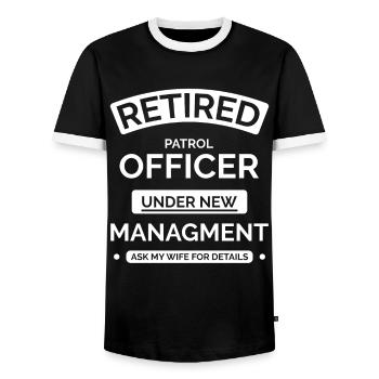 Policier à la retraite - T-shirt contrasté Homme - noir/blanc - Devant - AI Model Female 172 light (172cm) & AI Model Male 178 light (178cm)