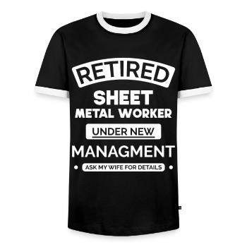 Retired metalworker locksmith - Men's Ringer Shirt - black/white - Front - AI Model Female 172 light (172cm) & AI Model Male 178 light (178cm)
