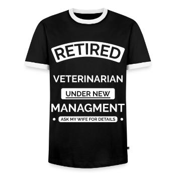 Veterinärmediziner im Ruhestand - Männer Kontrast-T-Shirt - Schwarz/Weiß - Vorne - AI Model Female 172 light (172cm) & AI Model Male 178 light (178cm)