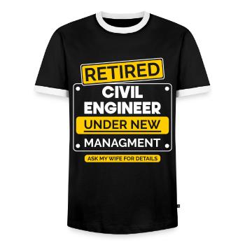 Civil Engineer Retirement - Men's Ringer Shirt - black/white - Front - AI Model Female 172 light (172cm) & AI Model Male 178 light (178cm)