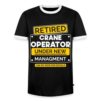 Crain Operator Ruhestand Retriement - Männer Kontrast-T-Shirt - Schwarz/Weiß - Vorne - AI Model Female 172 light (172cm) & AI Model Male 178 light (178cm)