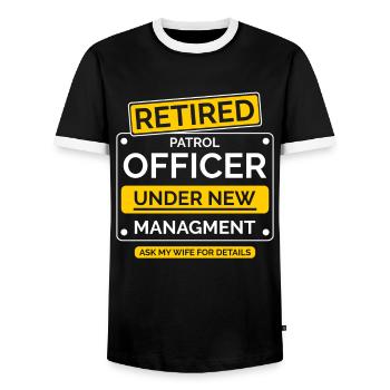 Pensionierter Streifenpolizist Polizist - Männer Kontrast-T-Shirt - Schwarz/Weiß - Vorne - AI Model Female 172 light (172cm) & AI Model Male 178 light (178cm)