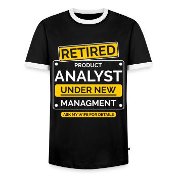 Retraite des analystes de produits - T-shirt contrasté Homme - noir/blanc - Devant - AI Model Female 172 light (172cm) & AI Model Male 178 light (178cm)