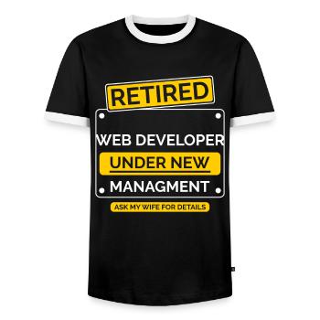 Webentwickler Ruhestand Rente - Männer Kontrast-T-Shirt - Schwarz/Weiß - Vorne - AI Model Female 172 light (172cm) & AI Model Male 178 light (178cm)
