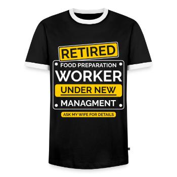Baustelle Arbeiter Ruhestand - Männer Kontrast-T-Shirt - Schwarz/Weiß - Vorne - AI Model Female 172 light (172cm) & AI Model Male 178 light (178cm)