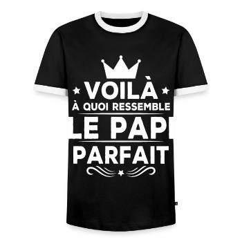 Voila à Quoi Ressemble le Papi Parfait - T-shirt contrasté Homme - noir/blanc - Devant - AI Model Female 172 light (172cm) & AI Model Male 178 light (178cm)