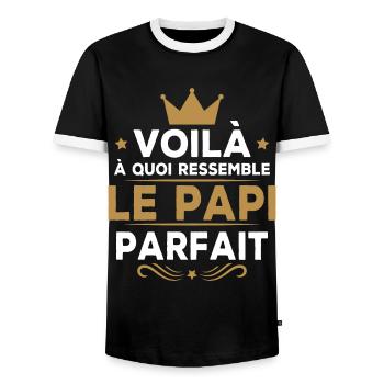 Voila à Quoi Ressemble le Papi Parfait - T-shirt contrasté Homme - noir/blanc - Devant - AI Model Female 172 light (172cm) & AI Model Male 178 light (178cm)