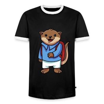 Otter goes to school - Men's Ringer Shirt - black/white - Front - AI Model Female 172 light (172cm) & AI Model Male 178 light (178cm)