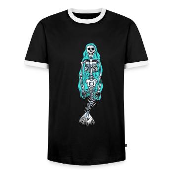 Squelette de sirène - T-shirt contrasté Homme - noir/blanc - Devant - AI Model Female 172 light (172cm) & AI Model Male 178 light (178cm)