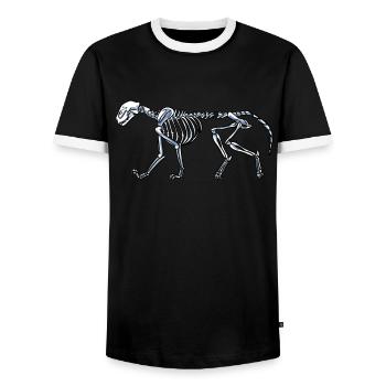 Skeleton Cat - Men's Ringer Shirt - black/white - Front - AI Model Female 172 light (172cm) & AI Model Male 178 light (178cm)