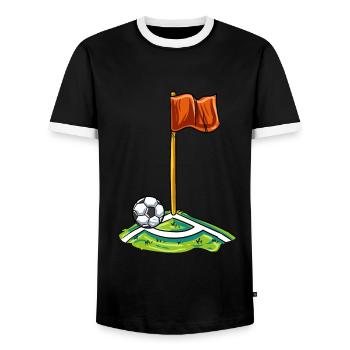 Football corner flag - Men's Ringer Shirt - black/white - Front - AI Model Female 172 light (172cm) & AI Model Male 178 light (178cm)