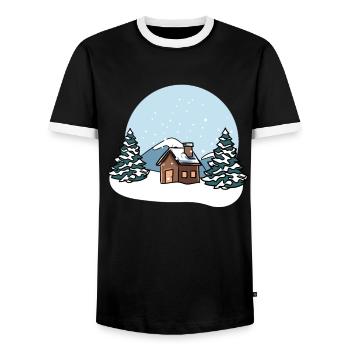 Winterlandschaft Schnee - Männer Kontrast-T-Shirt - Schwarz/Weiß - Vorne - AI Model Female 172 light (172cm) & AI Model Male 178 light (178cm)