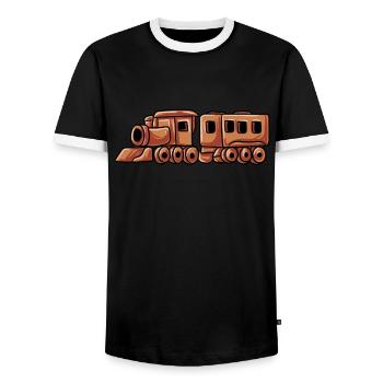 Chemin de fer en bois Chemin de fer en bois - T-shirt contrasté Homme - noir/blanc - Devant - AI Model Female 172 light (172cm) & AI Model Male 178 light (178cm)