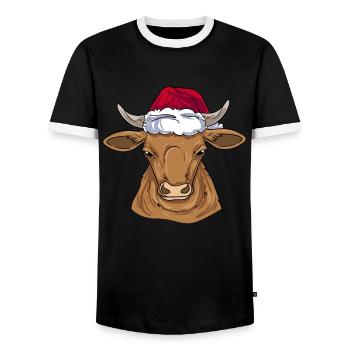 Cow cattle breeders - Men's Ringer Shirt - black/white - Front - AI Model Female 172 light (172cm) & AI Model Male 178 light (178cm)