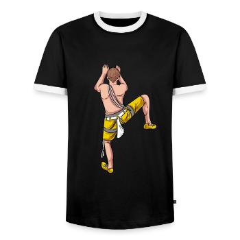 Mountaineer Climbing Climbing Wall - Men's Ringer Shirt - black/white - Front - AI Model Female 172 light (172cm) & AI Model Male 178 light (178cm)