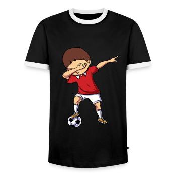 Équipe de football - T-shirt contrasté Homme - noir/blanc - Devant - AI Model Female 172 light (172cm) & AI Model Male 178 light (178cm)