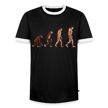 Menschliche Evolution - Männer Kontrast-T-Shirt - Schwarz/Weiß - Vorne - AI Model Female 172 light (172cm) & AI Model Male 178 light (178cm)